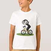 ペンギンのバイクもしくは自転車に乗る人 Tシャツ (正面)