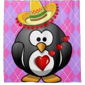 ペンギンのバレンタイン・シャワー・カーテン シャワーカーテン (正面)