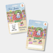 ペンギンのパーソナライズされた学校司書IDバッジ バッジ (正面＆裏面)