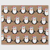 ペンギンのパーティークリスマスで、祝いの贈り物が赤い  ラッピングペーパー (フラット)