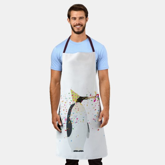 ペンギンのパーティー – 動物のパーティー エプロン (着用した状態)