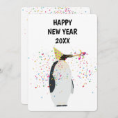 ペンギンのパーティー – 動物の休日の新年カード シーズンカード (正面/裏面)