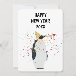 ペンギンのパーティー – 動物の休日の新年カード シーズンカード