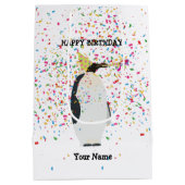 ペンギンのパーティー – 誕生日パーティーの動物 ミディアムペーパーバッグ (裏面)