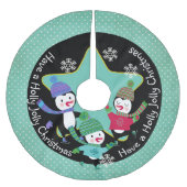 ペンギンのヒイラギのすてきなクリスマス4休日の木のスカート ブラッシュドポリエステルツリースカート (正面)