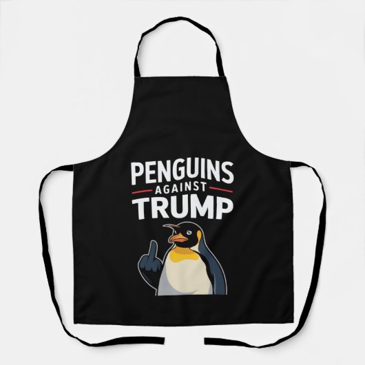 ペンギンのヒレを上げてトランプに抵抗しよう エプロン (正面)