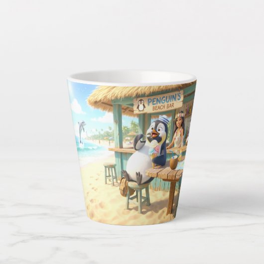 ペンギンのビーチバー カフェラテマグ (正面)