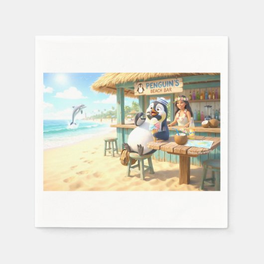 ペンギンのビーチバー スタンダードカクテルナプキン (正面)