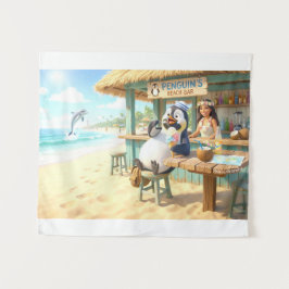 ペンギンのビーチバー タペストリー
