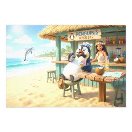 ペンギンのビーチバー フォトプリント           