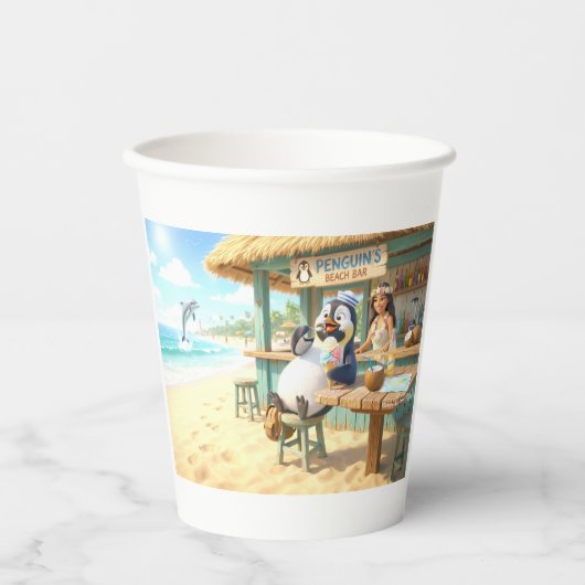 ペンギンのビーチバー 紙コップ (正面)