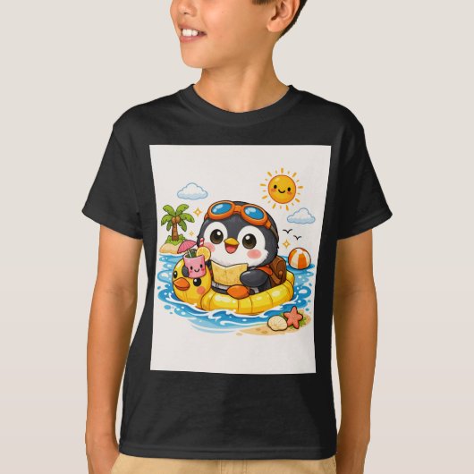 ペンギンのビーチフロート Tシャツ (正面)