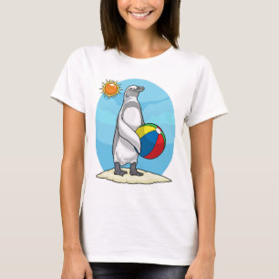 ペンギンのビーチ水球サマー Tシャツ