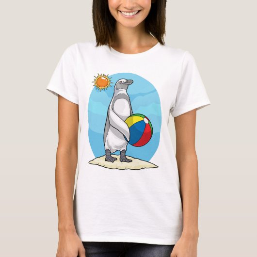 ペンギンのビーチ水球サマー Tシャツ (正面)