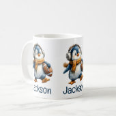 ペンギンのフットボール少年 冬 コーヒーマグカップ (正面左)