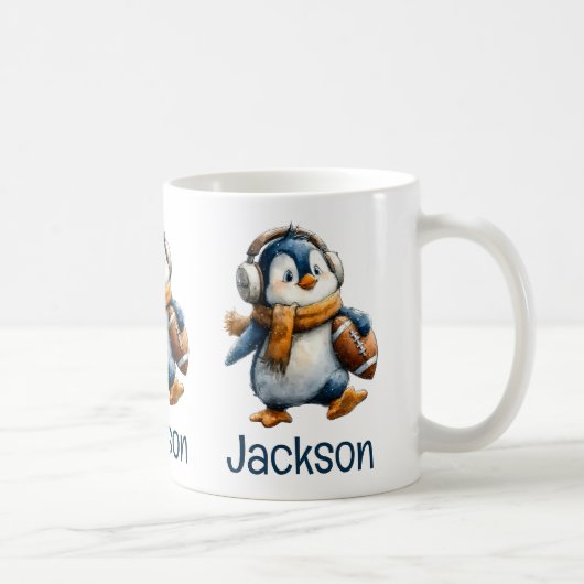 ペンギンのフットボール少年 冬 コーヒーマグカップ (右)