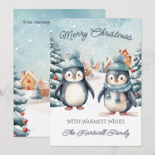 ペンギンのフラットクリスマスカード(名入れ可) シーズンカード (正面/裏面)