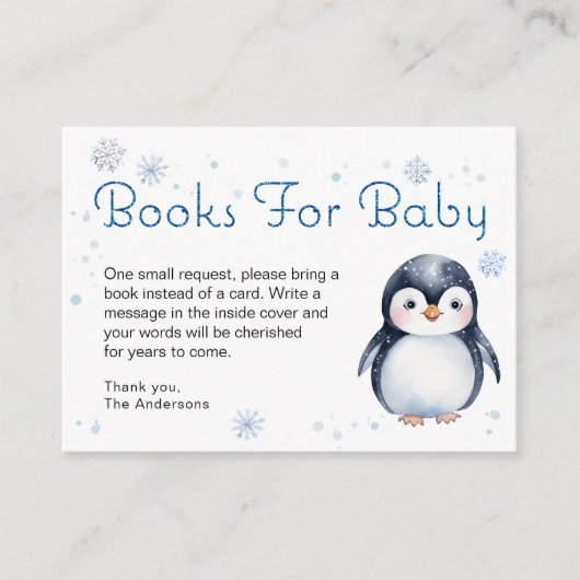 ペンギンのブックスベビーカード – Winter エンクロージャーカード (正面)