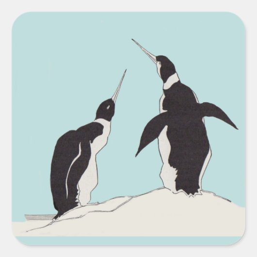 ペンギンのペア スクエアシール (正面)