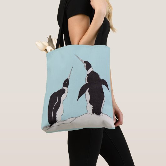 ペンギンのペア トートバッグ (クローズアップ)