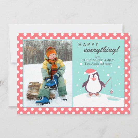 ペンギンのホリデーフォトカード シーズンカード (正面)