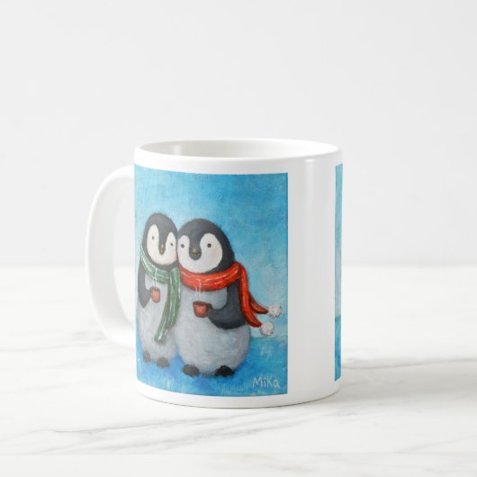 ペンギンのマグの彼女のためのかわいいペンギンのカップルのマグのギフト コーヒーマグカップ (正面左)