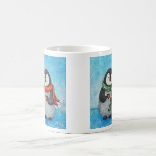 ペンギンのマグの彼女のためのかわいいペンギンのカップルのマグのギフト コーヒーマグカップ (中央)