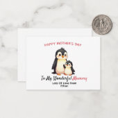 ペンギンのママへの母の日カード ノートカード (正面/裏面インサイチュ)