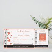 ペンギンのラブ/ハート ボーディングパス ウェディング インビテーション (スタンド正面)