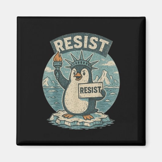 ペンギンのレジスタースペンギンの抗議グラおもしろいフィ マグネット (正面)