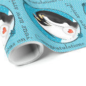 ペンギンの両親が新しい到着を祝う ラッピングペーパー (ロールコーナー)