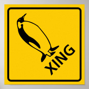 ペンギンの交差のハイウェーの印 ポスター