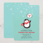 ペンギンの冬のパーティー招待状 招待状 (正面/裏面)