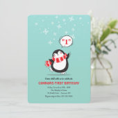 ペンギンの冬のパーティー招待状 招待状 (スタンド正面)