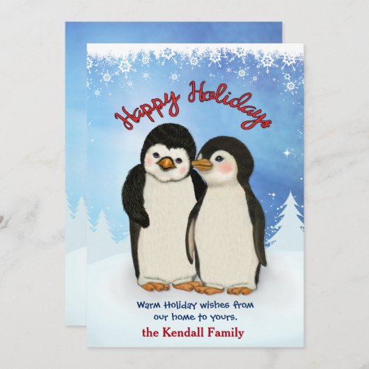 ペンギンの冬の挨拶 シーズンカード (正面/裏面)