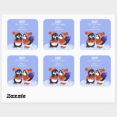 ペンギンの冬の雪の誕生日ベビーシャワー寒いデザイン スクエアシール (シート)