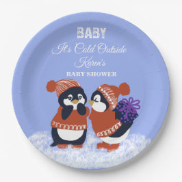 ペンギンの冬の雪の誕生日ベビーシャワー寒い ペーパープレート