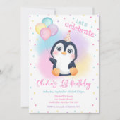ペンギンの冬パーティー 誕生日 招待状 (正面)