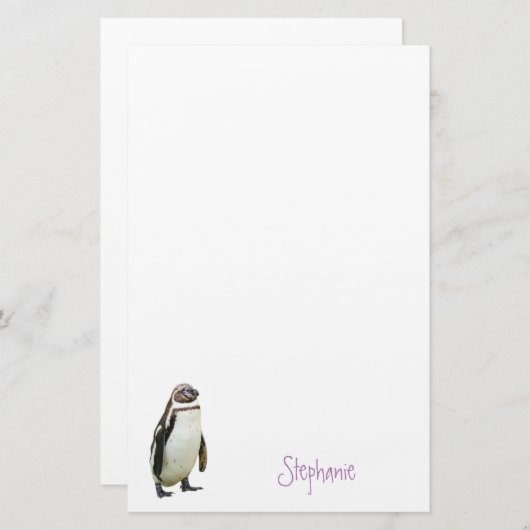 ペンギンの動物パーソナライズされた名文房具 便箋 (正面/裏面)