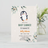 ペンギンの動物園のシャワー誕生日招待状 招待状 (スタンド正面)