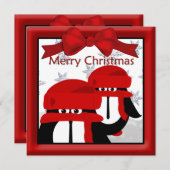 ペンギンの友人のクリスマスグリーティング シーズンカード (正面/裏面)