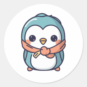 ペンギンの喜びかわいい-スタイルグラフィック ラウンドシール
