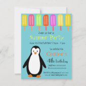 ペンギンの夏のパーティー（アイスポップ付き） 招待状 (正面)