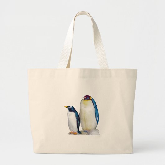 ペンギンの大きいキャンバスのトート ラージトートバッグ (正面)