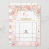 ペンギンの女の子冬の雪の結晶ビンゴゲーム 招待状 (正面/裏面)