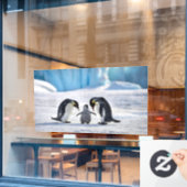 ペンギンの家族の窓が引っ張る ウィンドウサイン (カフェ窓)