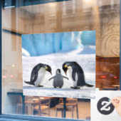 ペンギンの家族の窓が引っ張る ウィンドウサイン (カフェ窓)