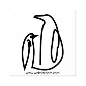 ペンギンの家族の線画の鳥 ラバースタンプ (インプリント)