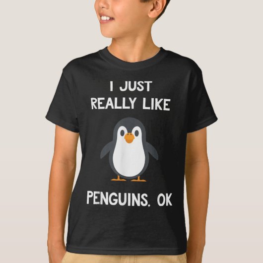 ペンギンの引用が面白い 本当にペンギンが好きなの Tシャツ (正面)
