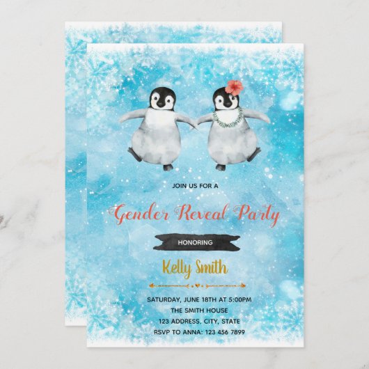 ペンギンの性はパーティの招待状を明らかにします 招待状 (正面/裏面)